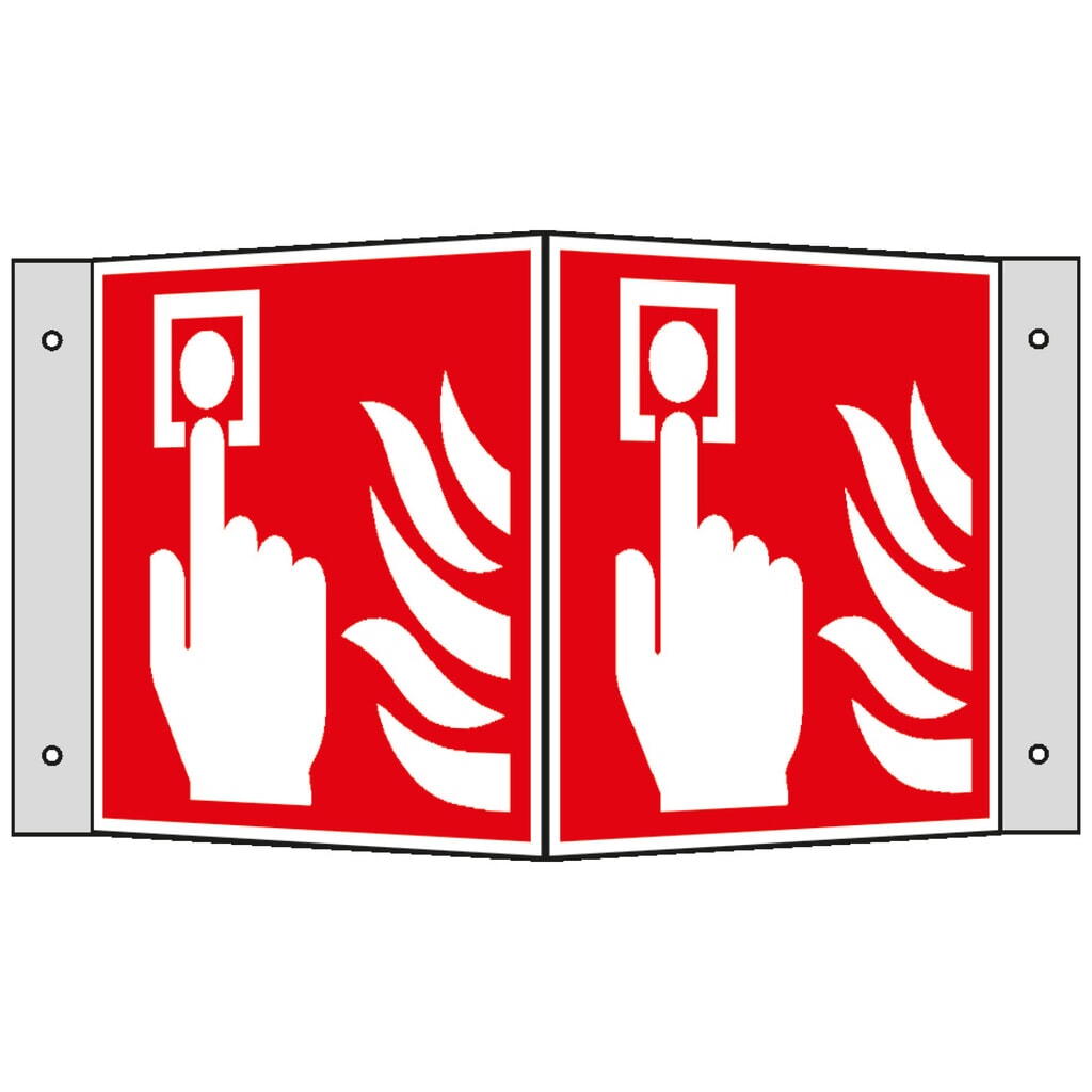 Product afbeelding: SafetyMarking® Brandmelder (handmatig), hoekbord, hxb 150 x 150 mm, aluminium HI