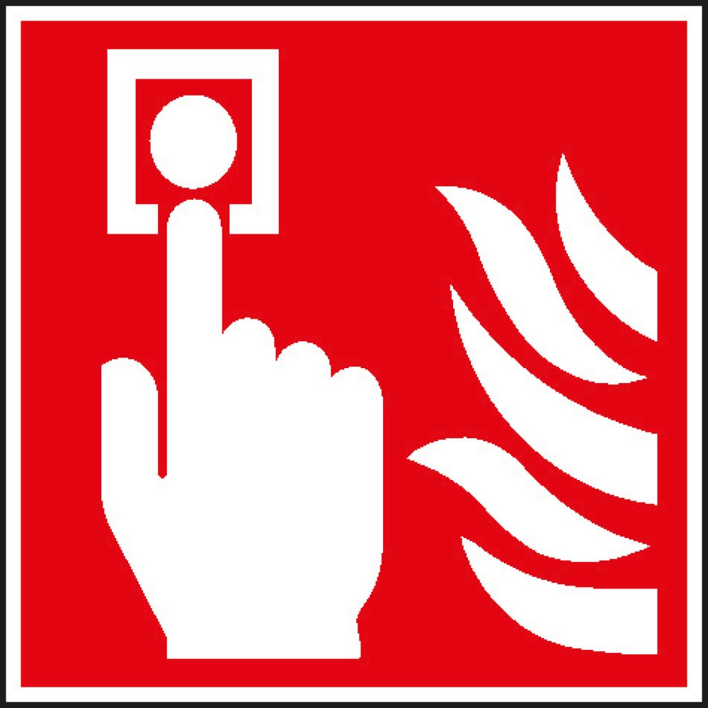 Product afbeelding: Brandmelder (handmatig) met vlammen, hxb 150 x 150 mm, folie HI