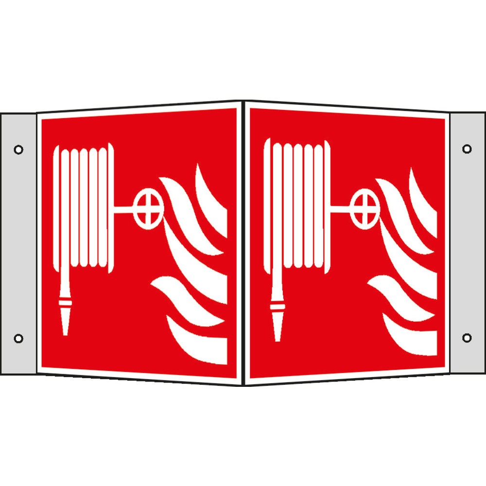 Product afbeelding: Brandslang met vlammen, hoekbord, h x b 150 x 150 mm, aluminium HI