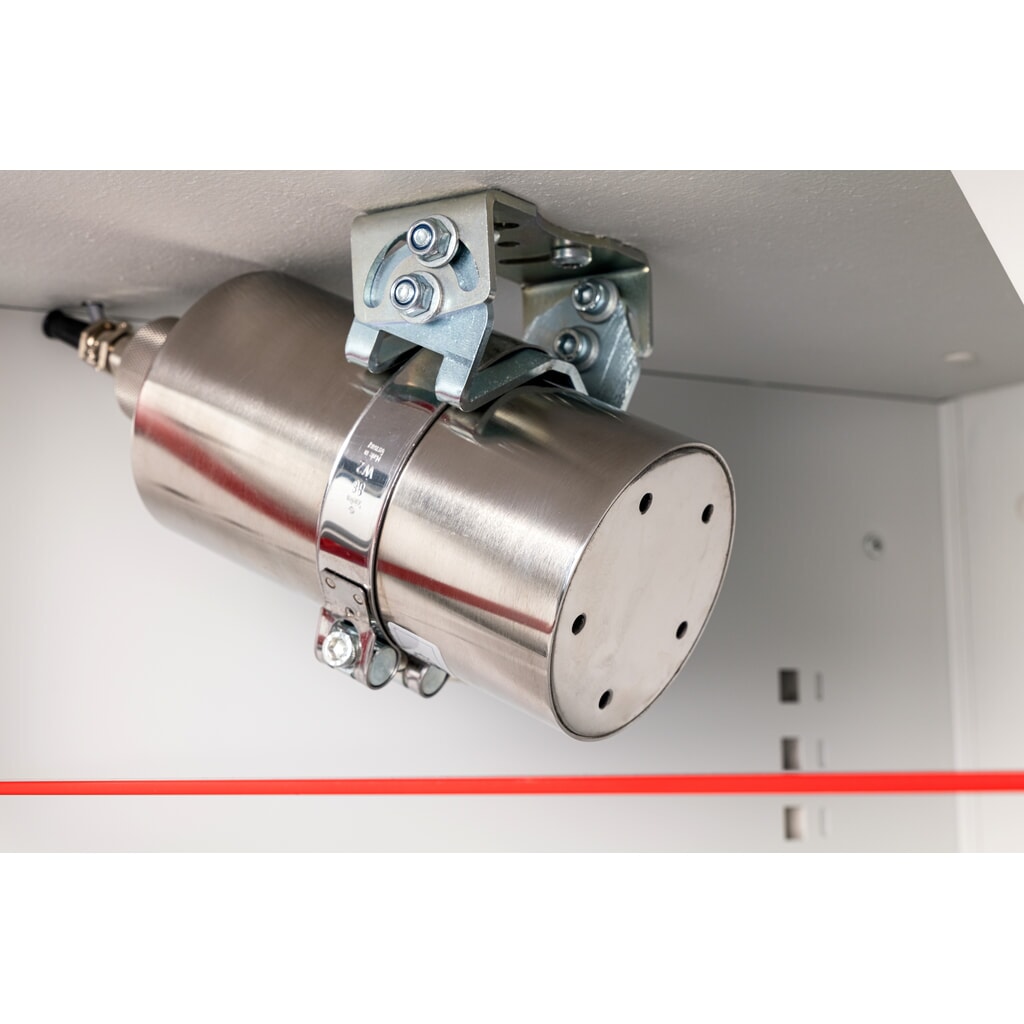 Product afbeelding: Brandonderdrukkingssysteem met beschermbeugel voor asecos® veiligheidskasten voor accu's