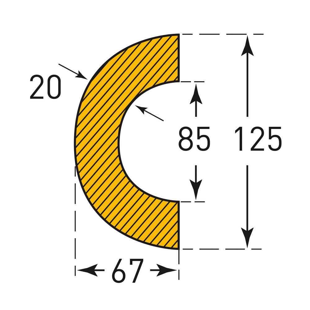 Productafbeelding nr. 3: Stootbescherming voor buizen MORAVIA, halfrond, magnetisch, binnen Ø 85 mm, lengte 1 m