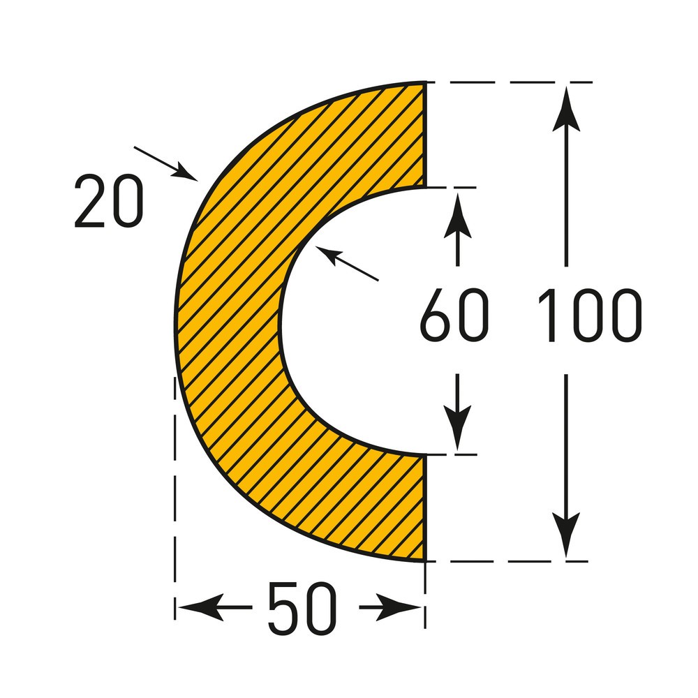 Productafbeelding nr. 3: Stootbescherming voor buizen MORAVIA, halfrond, magnetisch, binnen Ø 60 mm, lengte 1 m