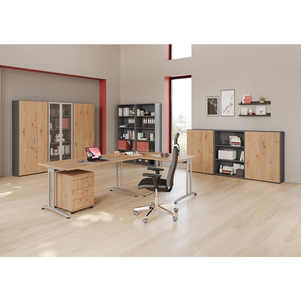 Productafbeelding nr. 2: Bureautafel Akzent, frame met C-voet, bxd 1.600 x 800 mm, grijs