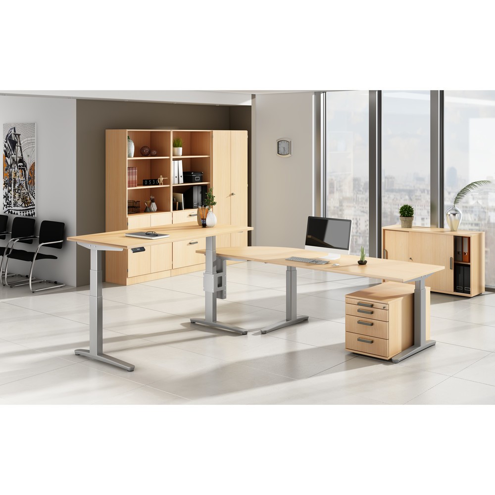 Productafbeelding nr. 5: Bureau met geheugenschakelaar, C-voet in hoogte verstelbaar, bxd 1.600 x 800 mm, grijs