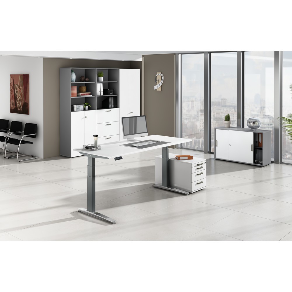 Productafbeelding nr. 6: Bureau met geheugenschakelaar, C-voet in hoogte verstelbaar, bxd 1.600 x 800 mm, grijs