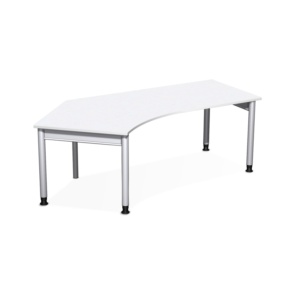 Geramöbel Handmatig in hoogte verstelbaar bureau Profi, vrijvormig tafelblad 135° links, 4-poots frame, BxD 2.166 x 1.130 mm, wit Product afbeelding: Geramöbel Handmatig in hoogte verstelbaar bureau Profi, vrijvormig tafelblad 135° links, 4-poots frame, BxD 2.166 x 1.130 mm, wit