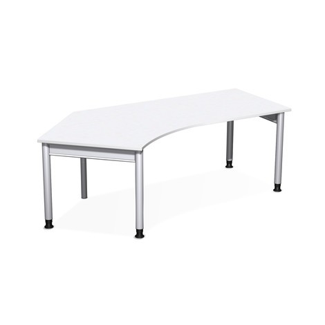 Productafbeelding nr. 1: Geramöbel Handmatig in hoogte verstelbaar bureau Profi, vrijvormig tafelblad 135° links, 4-poots frame, BxD 2.166 x 1.130 mm, wit