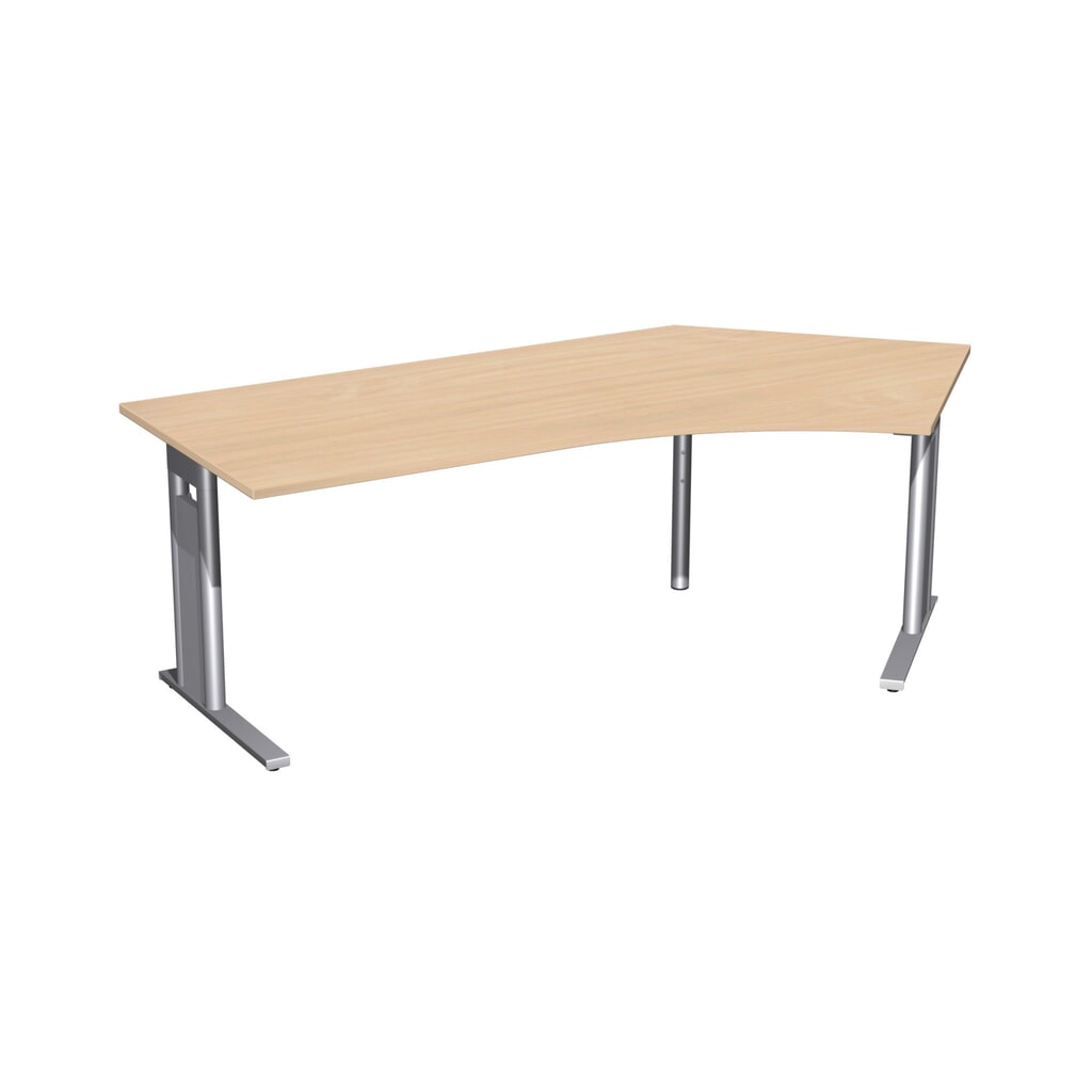 Product afbeelding: geramöbel bureauschrijftafel Profi, vrijvormig tafelblad 135° rechts, onderstel met C-voet, BxD 2.166 x 1.130 mm, beuken