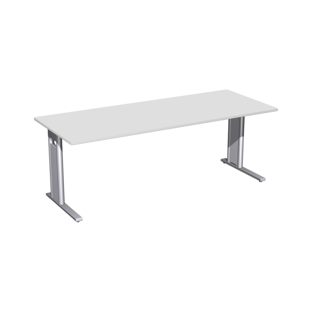 Geramöbel bureauschrijftafel Profi, onderstel met C-voet, BxD 2.000 x 800 mm, lichtgrijs Product afbeelding: Geramöbel bureauschrijftafel Profi, onderstel met C-voet, BxD 2.000 x 800 mm, lichtgrijs