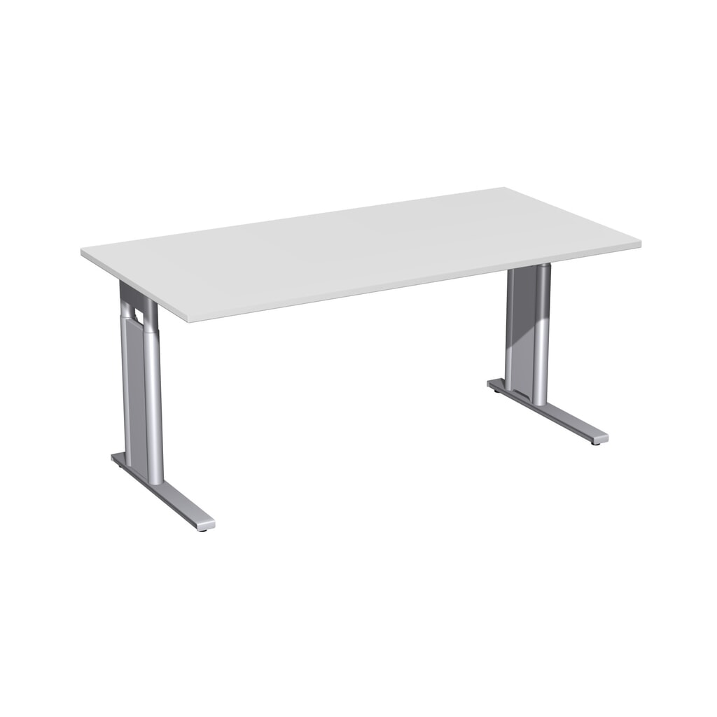Geramöbel Manueel in hoogte verstelbaar bureau Profi, onderstel met C-voet, BxD 1.600 x 800 mm, lichtgrijs Product afbeelding: Geramöbel Manueel in hoogte verstelbaar bureau Profi, onderstel met C-voet, BxD 1.600 x 800 mm, lichtgrijs