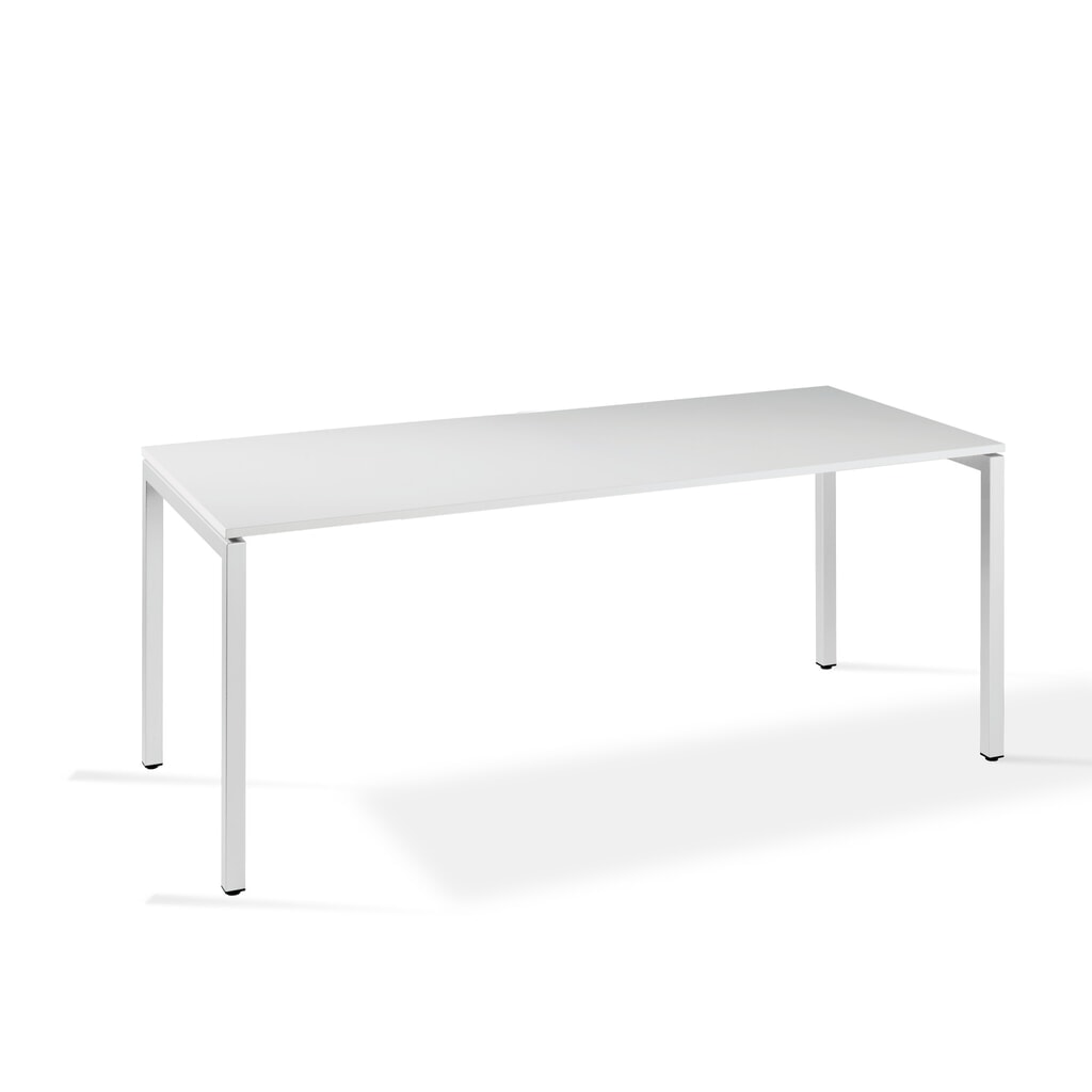 HEMMDAL kantoor bureau Simplify, frame met 4 poten, BxD 1.600 x 800 mm, wit Product afbeelding: HEMMDAL kantoor bureau Simplify, frame met 4 poten, BxD 1.600 x 800 mm, wit