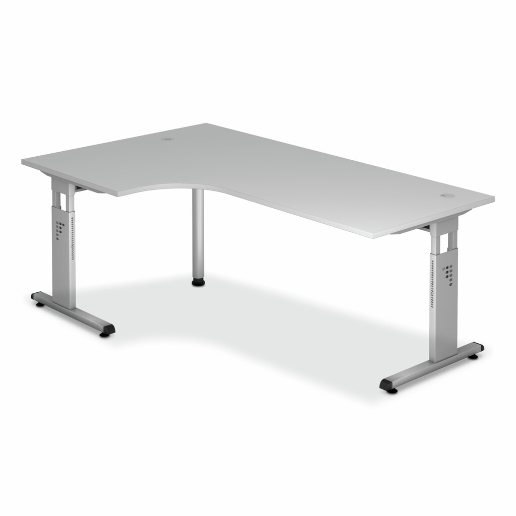 Bureau Solid, hoekvorm 90°, frame met C-voet, bxd 2.000 x 1.200 mm, grijs Product afbeelding: Bureau Solid, hoekvorm 90°, frame met C-voet, bxd 2.000 x 1.200 mm, grijs
