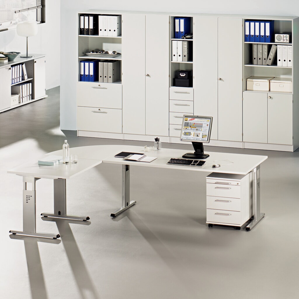 Hammerbacher handmatig in hoogte verstelbaar bureau Solid, C-poot, BxD 1.600 x 800 mm, grijs Productafbeelding nr. 8: Hammerbacher handmatig in hoogte verstelbaar bureau Solid, C-poot, BxD 1.600 x 800 mm, grijs