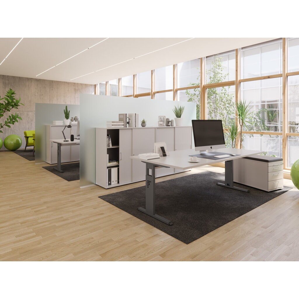 Hammerbacher handmatig in hoogte verstelbaar bureau Solid, C-poot, BxD 1.600 x 800 mm, grijs Productafbeelding nr. 6: Hammerbacher handmatig in hoogte verstelbaar bureau Solid, C-poot, BxD 1.600 x 800 mm, grijs