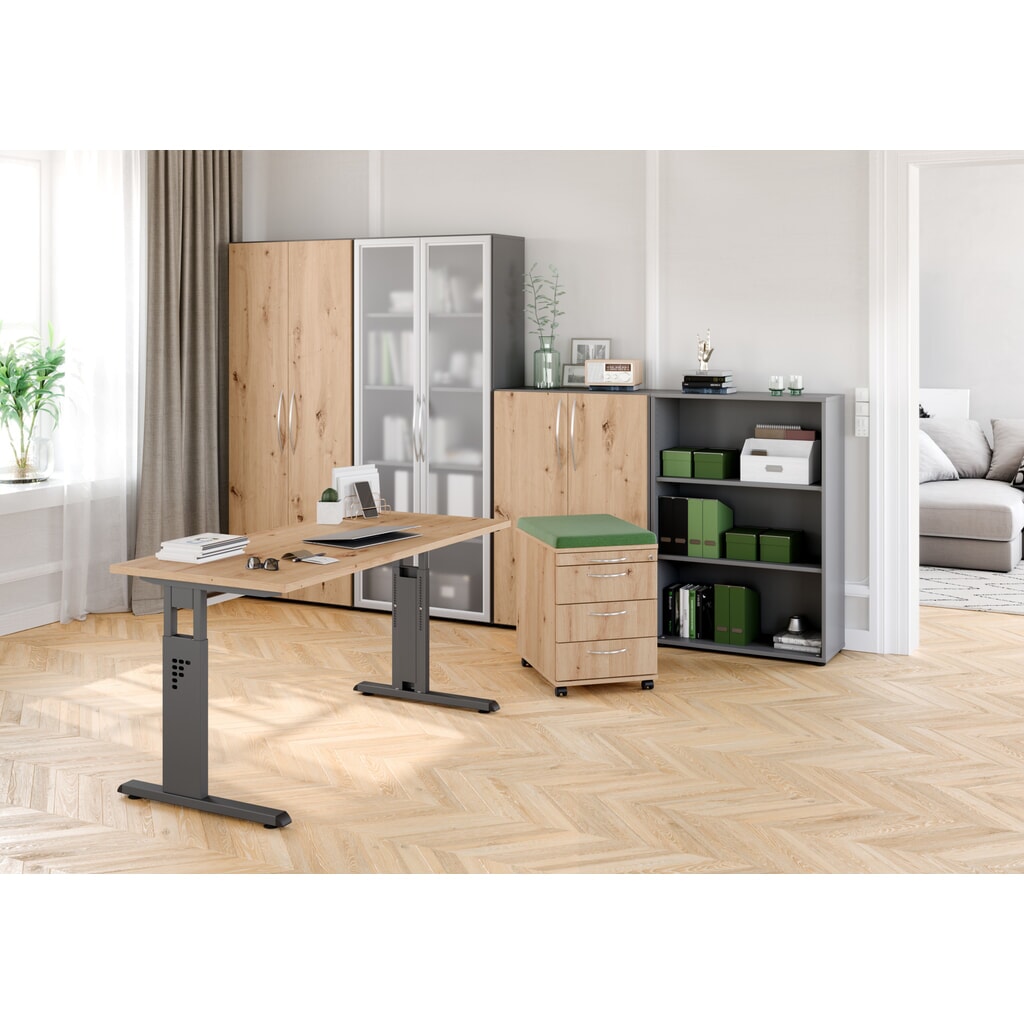 Hammerbacher handmatig in hoogte verstelbaar bureau Solid, C-poot, BxD 1.600 x 800 mm, grijs Productafbeelding nr. 7: Hammerbacher handmatig in hoogte verstelbaar bureau Solid, C-poot, BxD 1.600 x 800 mm, grijs