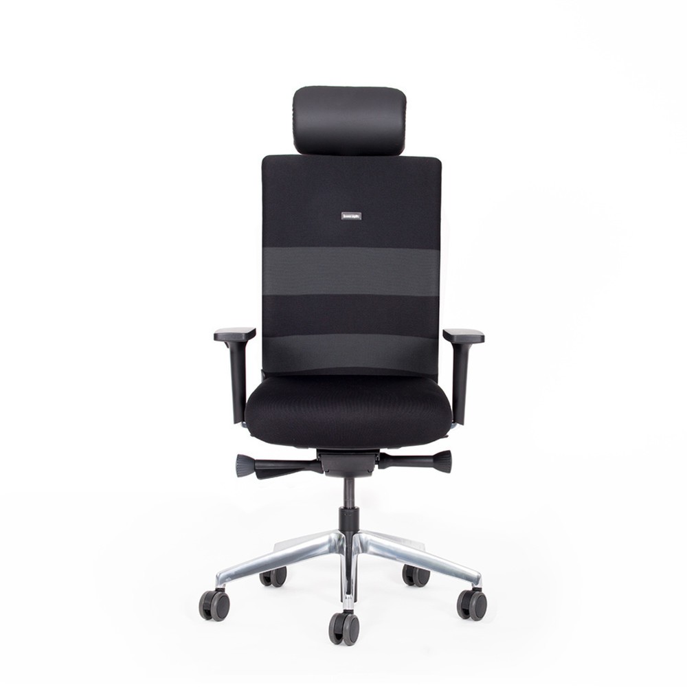 Bureaustoel lento agilis AG10, zwart, 100% polyester, met hoofdsteun Productafbeelding nr. 1: Bureaustoel lento agilis AG10, zwart, 100% polyester, met hoofdsteun