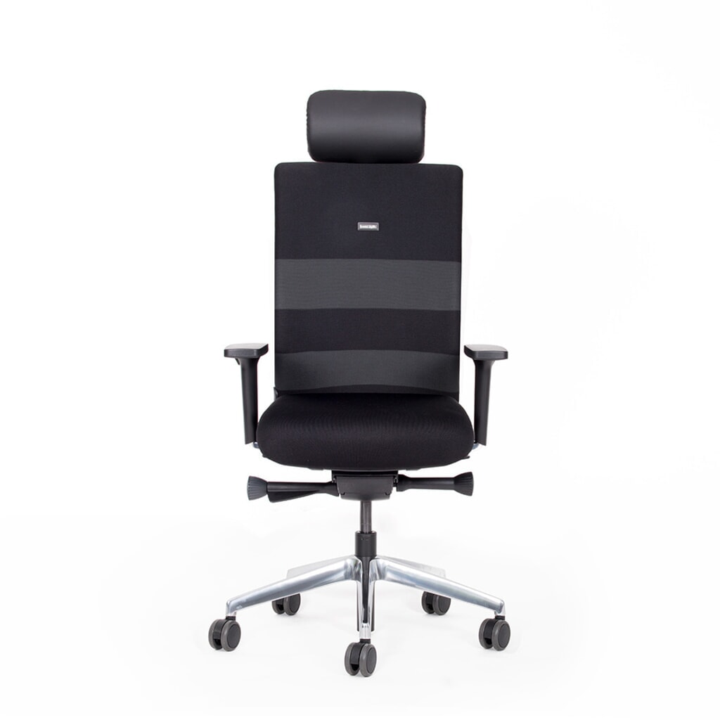 Bureaustoel lento agilis AG10, zwart, 100% polyester, met hoofdsteun Product afbeelding: Bureaustoel lento agilis AG10, zwart, 100% polyester, met hoofdsteun