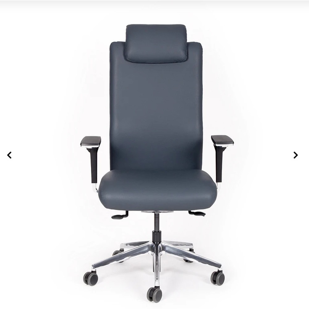Productafbeelding nr. 1: Bureaustoel lento agilis XL AG13, 100% echt leder, donkerblauw, met hoofdsteun
