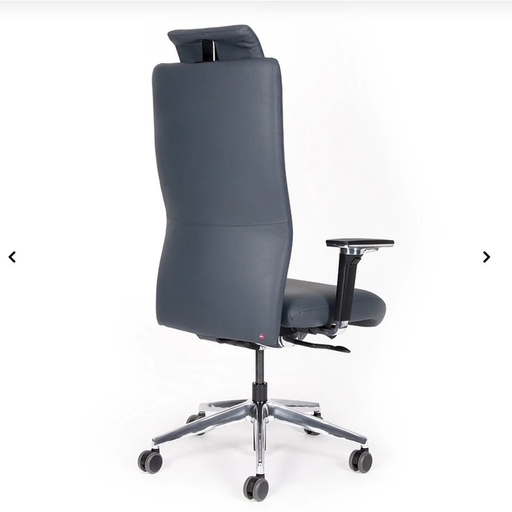 Productafbeelding nr. 3: Bureaustoel lento agilis XL AG13, 100% echt leder, donkerblauw, met hoofdsteun