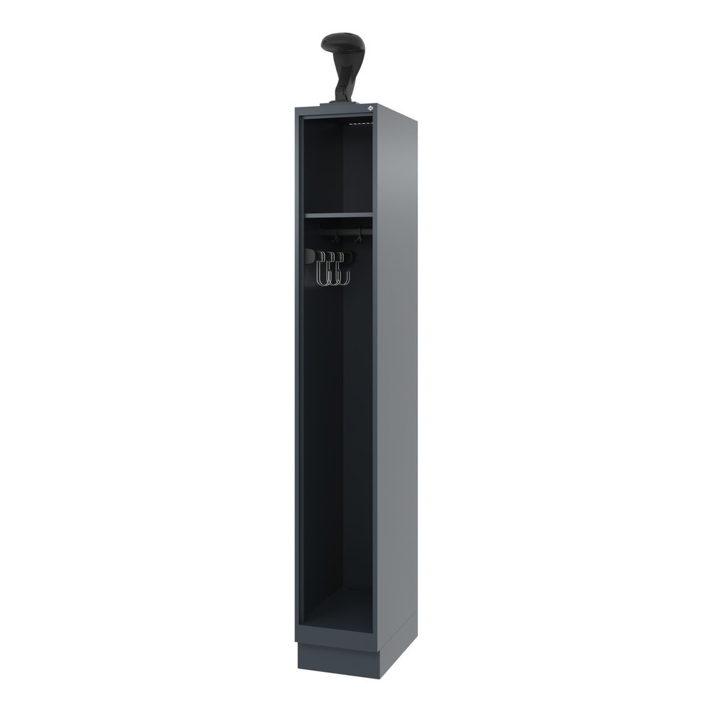 Product afbeelding: C+P brandweerkast EXPERT, sokkel, 1 compartiment, hxbxd 1.850 x 300 x 500 mm, antracietgrijs, met helmhouder