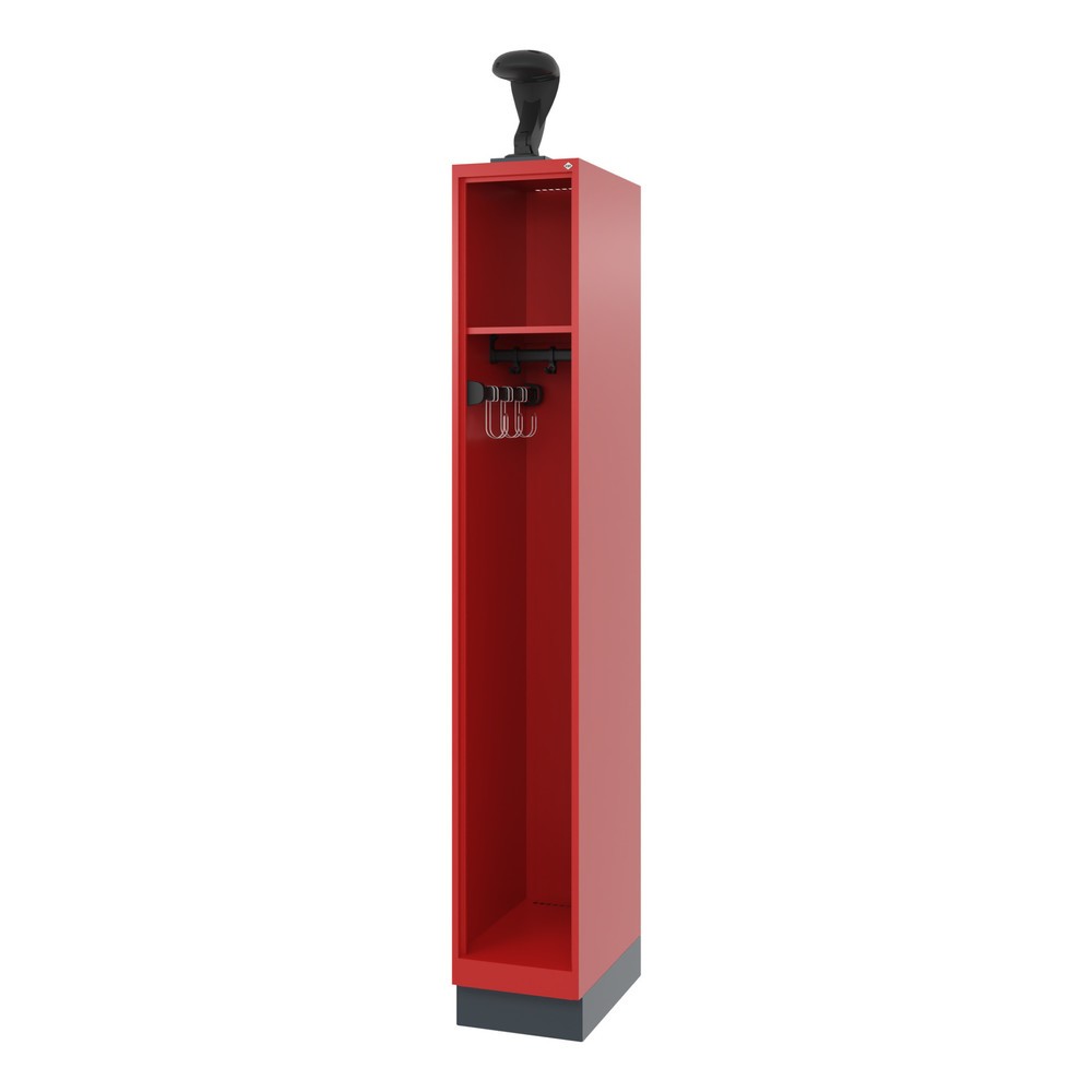 Product afbeelding: C+P brandweerkast EXPERT, sokkel, 1 compartiment, hxbxd 1.850 x 300 x 500 mm, vuurrood, met helmhouder