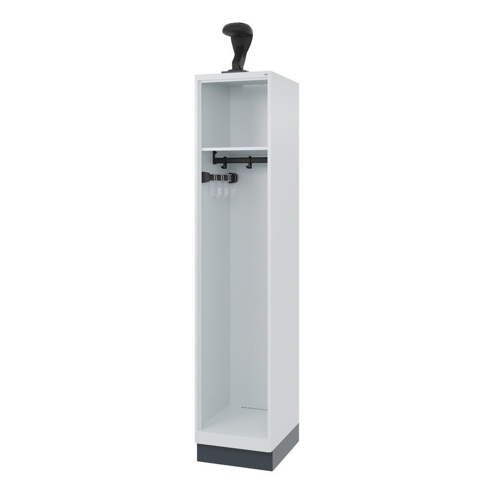 Product afbeelding: C+P brandweerkast EXPERT, sokkel, 1 compartiment, hxbxd 1.850 x 400 x 500 mm, lichtgrijs, met helmhouder
