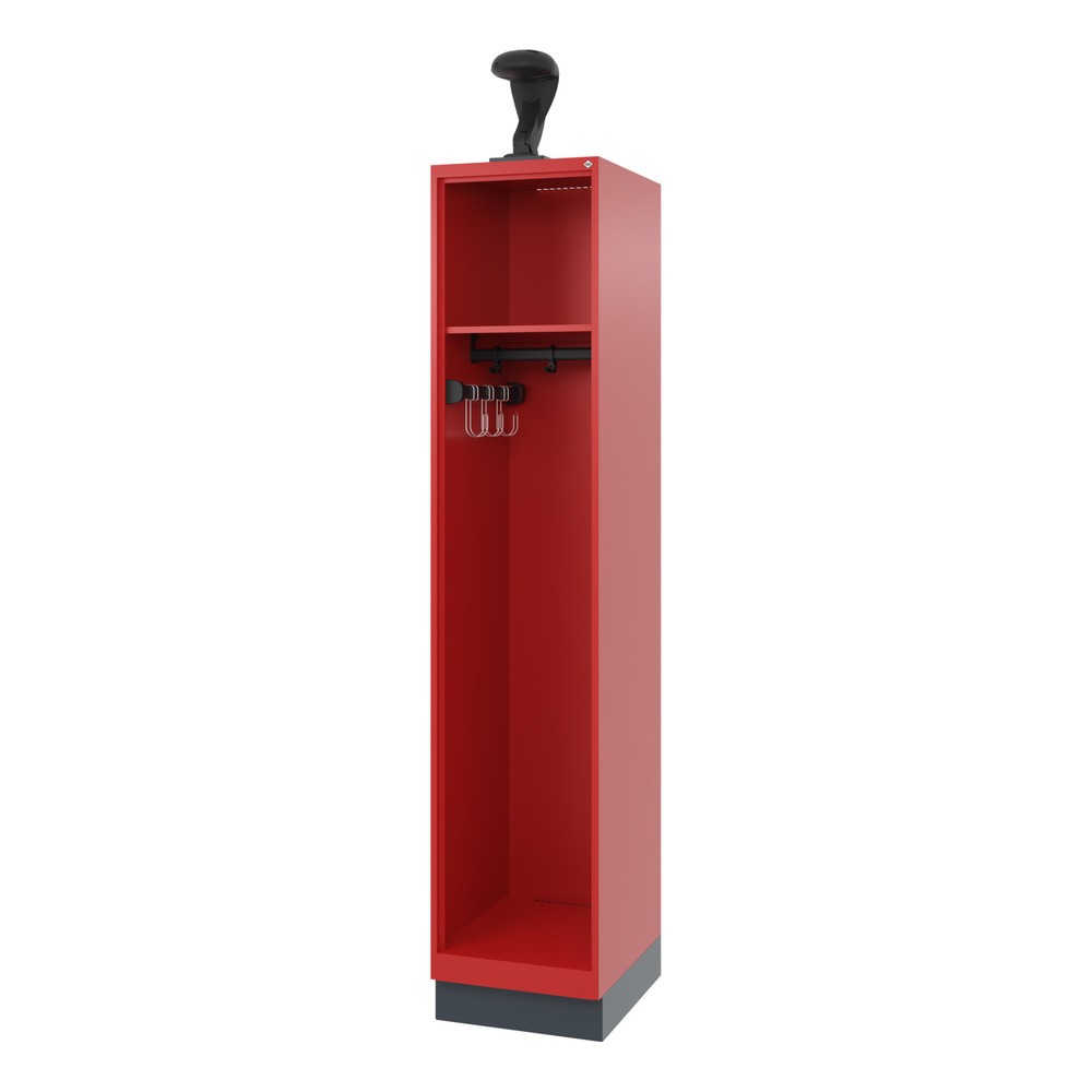 Product afbeelding: C+P brandweerkast EXPERT, sokkel, 1 compartiment, hxbxd 1.850 x 400 x 500 mm, vuurrood, met helmhouder