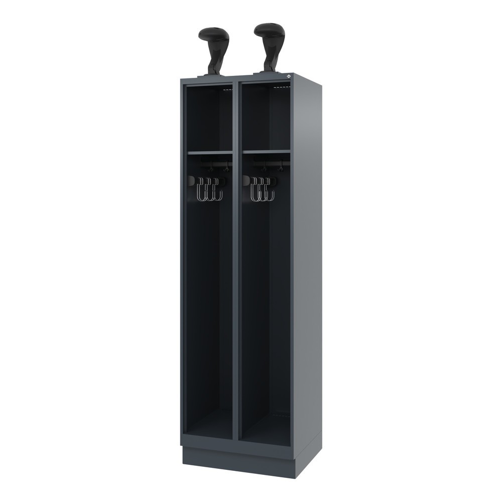 Product afbeelding: C+P brandweerkast EXPERT, sokkel, 2 compartimenten, hxbxd 1.850 x 600 x 500 mm, antracietgrijs, met helmhouder