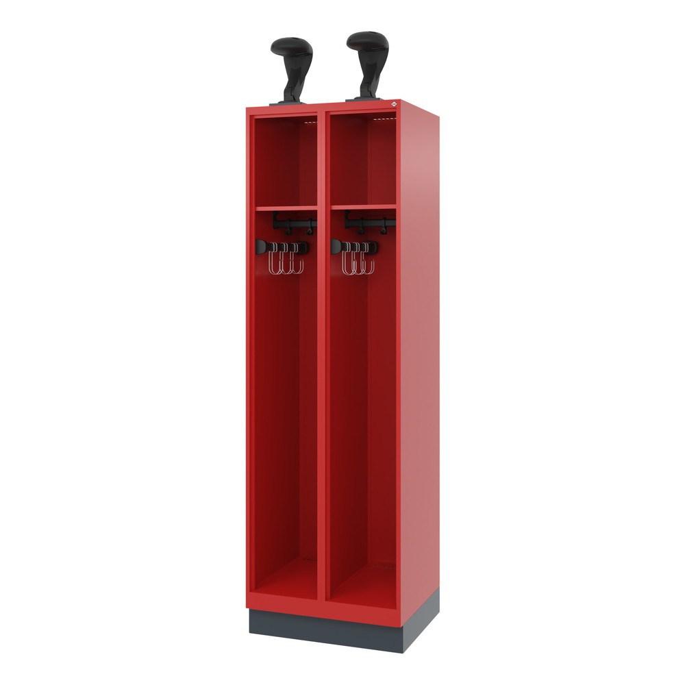 Product afbeelding: C+P brandweerkast EXPERT, sokkel, 2 compartimenten, hxbxd 1.850 x 600 x 500 mm, vuurrood, met helmhouder