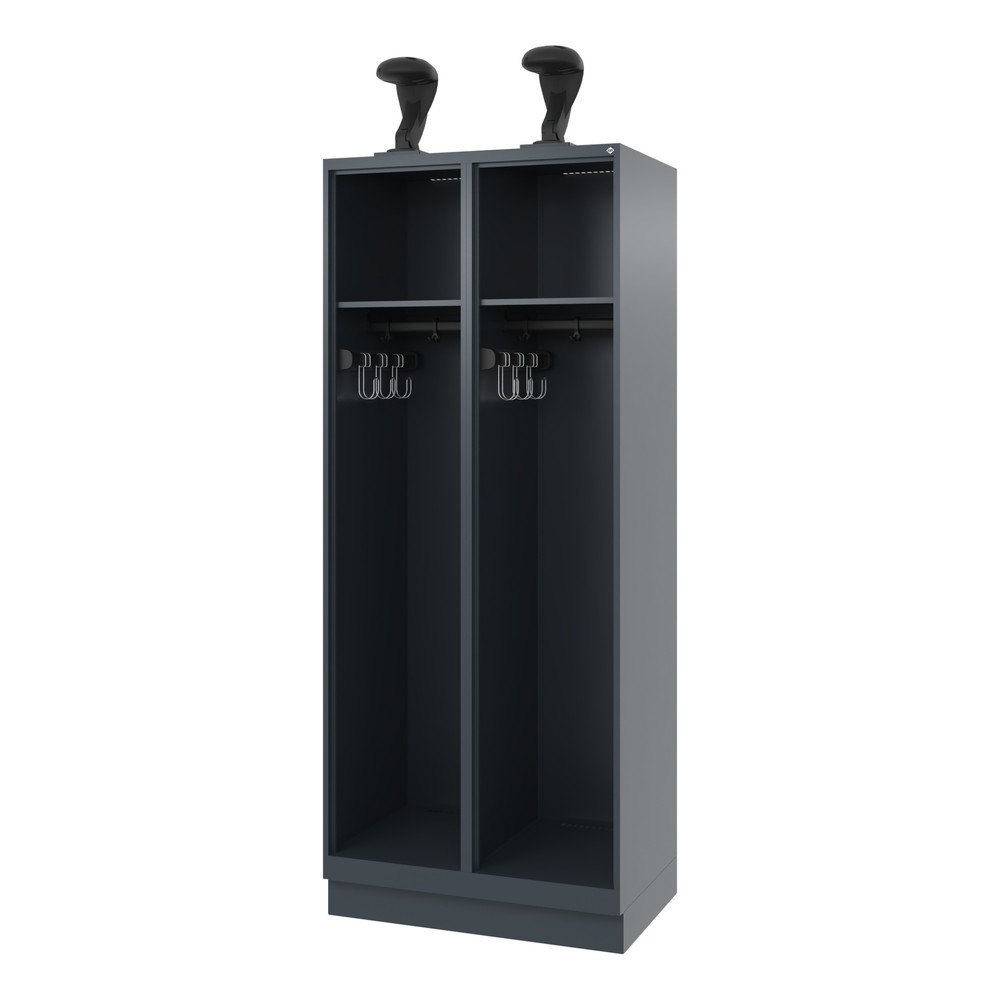 Product afbeelding: C+P brandweerkast EXPERT, sokkel, 2 compartimenten, hxbxd 1.850 x 800 x 500 mm, antracietgrijs, met helmhouder