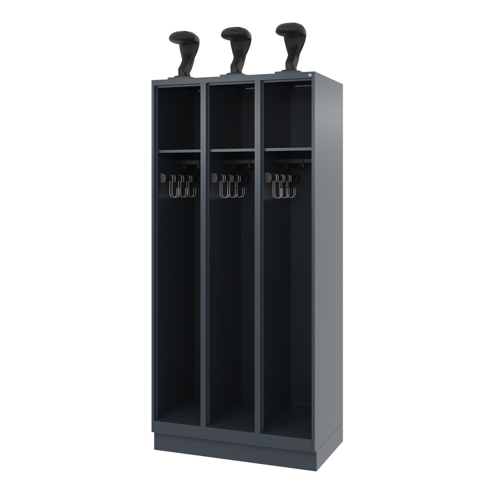 Product afbeelding: C+P brandweerkast EXPERT, sokkel, 3 compartimenten, hxbxd 1.850 x 900 x 500 mm, antracietgrijs, met helmhouder