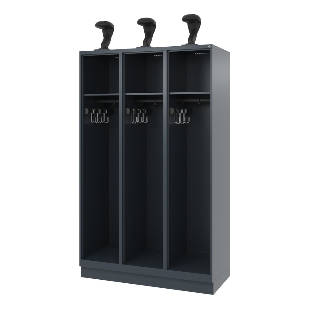 Productafbeelding nr. 1: C+P brandweerkast EXPERT, sokkel, 3 compartimenten, hxbxd 1.850 x 1.200 x 500 mm, antracietgrijs, met helmhouder