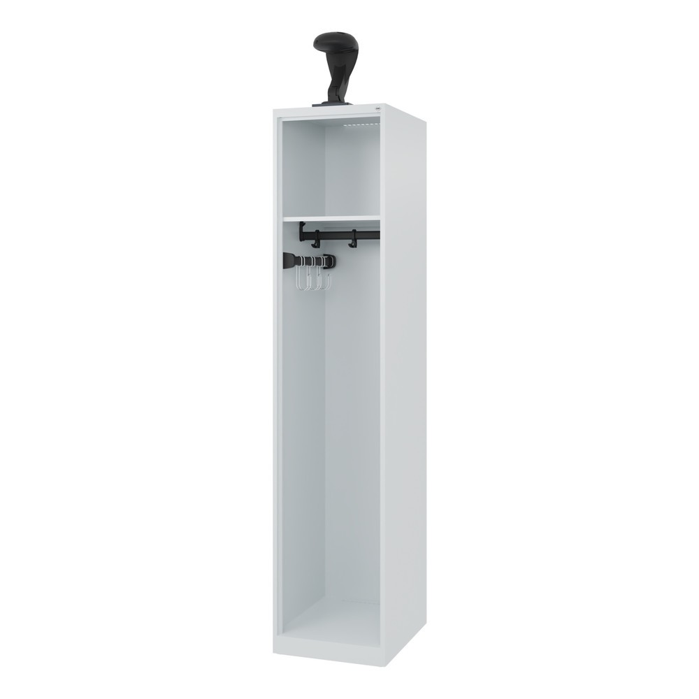 Product afbeelding: C+P brandweerkast EXPERT, vloerglijders, 1 compartiment, hxbxd 1.850 x 400 x 500 mm, lichtgrijs, met helmhouder
