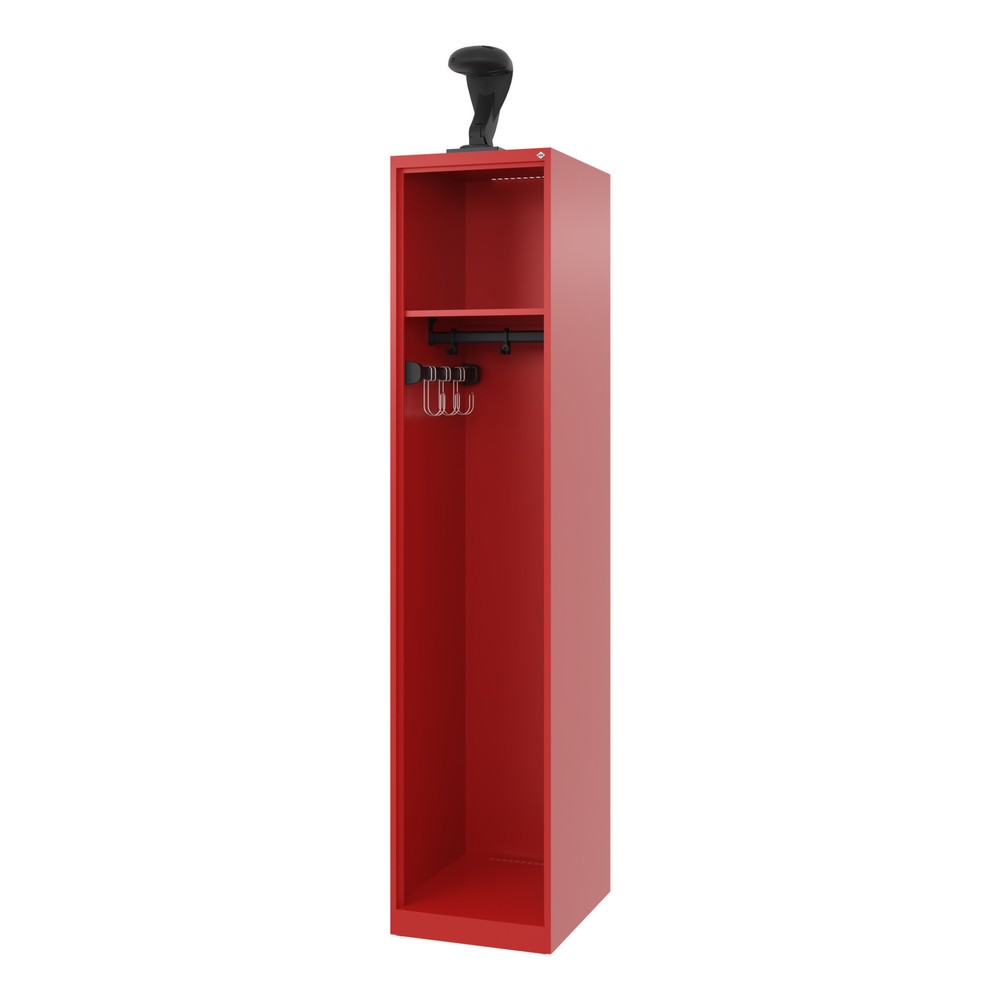 Product afbeelding: C+P brandweerkast EXPERT, vloerglijders, 1 compartiment, hxbxd 1.850 x 400 x 500 mm, vuurrood, met helmhouder