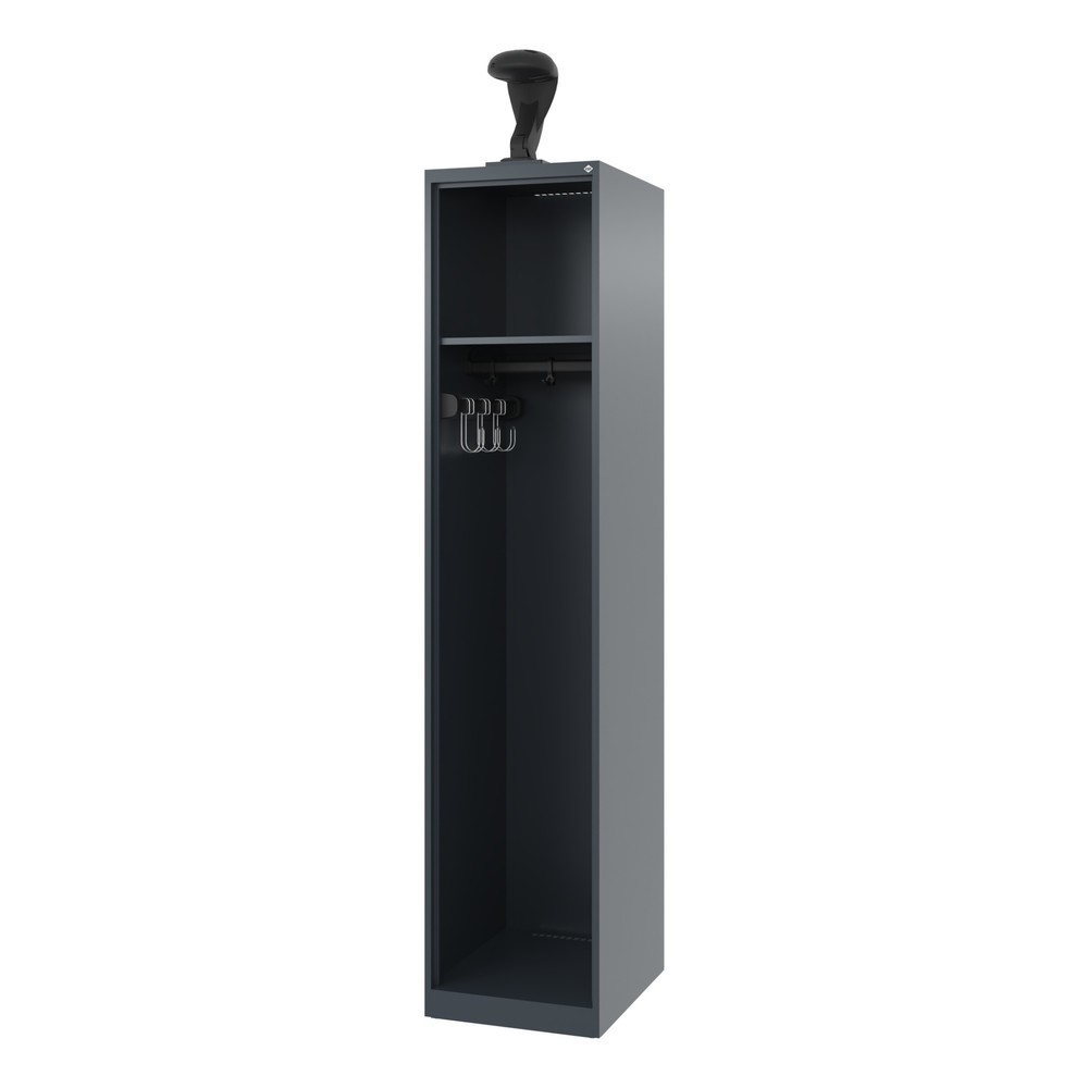 Product afbeelding: C+P brandweerkast EXPERT, vloerglijders, 1 compartiment, hxbxd 1.850 x 400 x 500 mm, antracietgrijs, met helmhouder