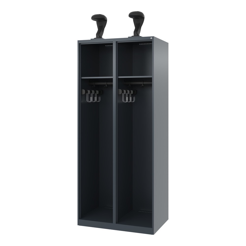 Product afbeelding: C+P brandweerkast EXPERT, vloerglijders, 2 compartimenten, hxbxd 1.850 x 800 x 500 mm, antracietgrijs, met helmhouder