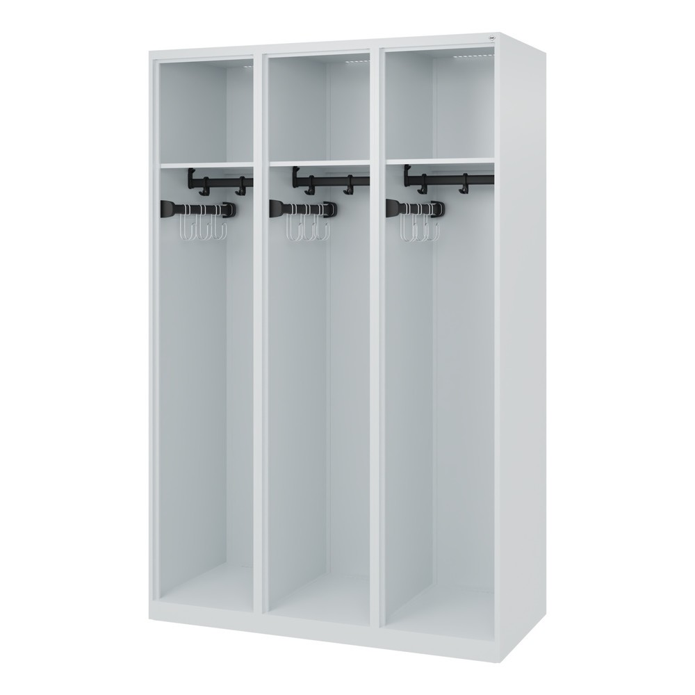 Product afbeelding: C+P brandweerkast EXPERT, vloerglijders, 3 compartimenten, hxbxd 1.850 x 1.200 x 500 mm, lichtgrijs
