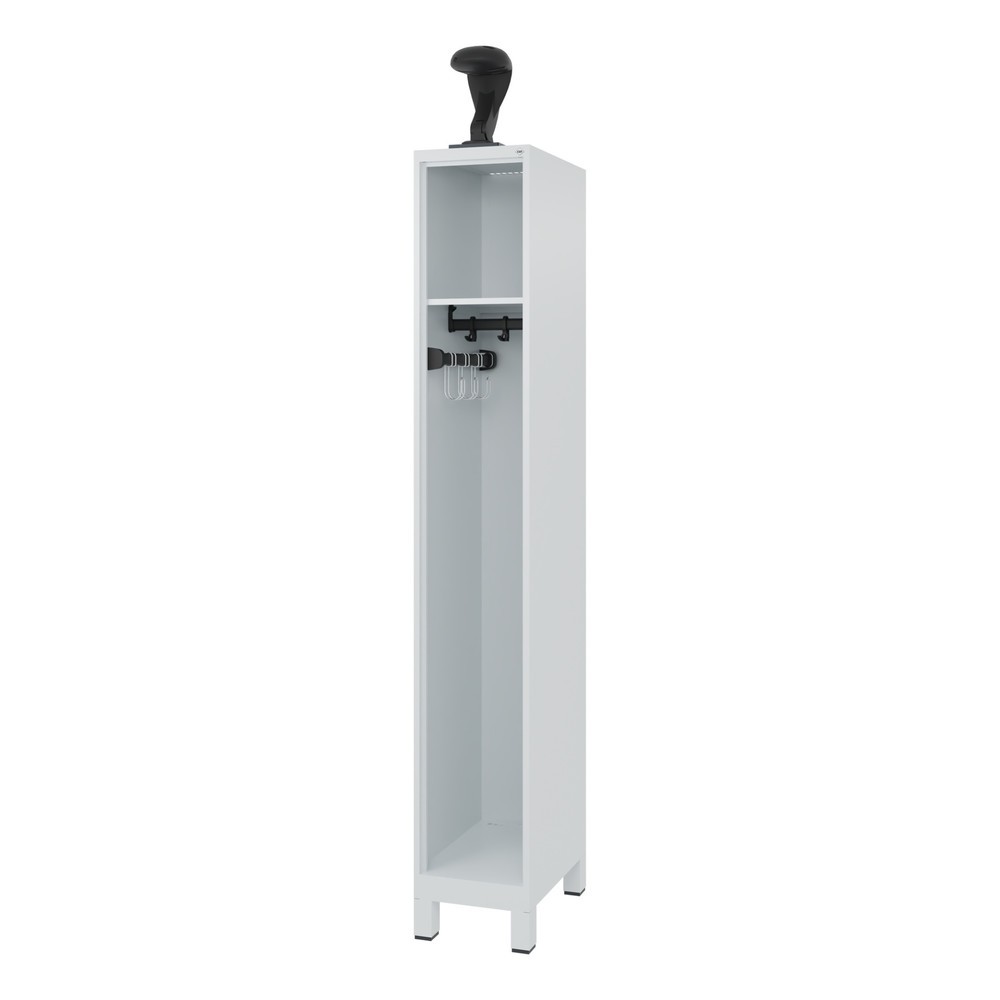 Product afbeelding: C+P brandweerkast EXPERT, voeten, 1 compartiment, hxbxd 1.850 x 300 x 500 mm, lichtgrijs, met helmhouder