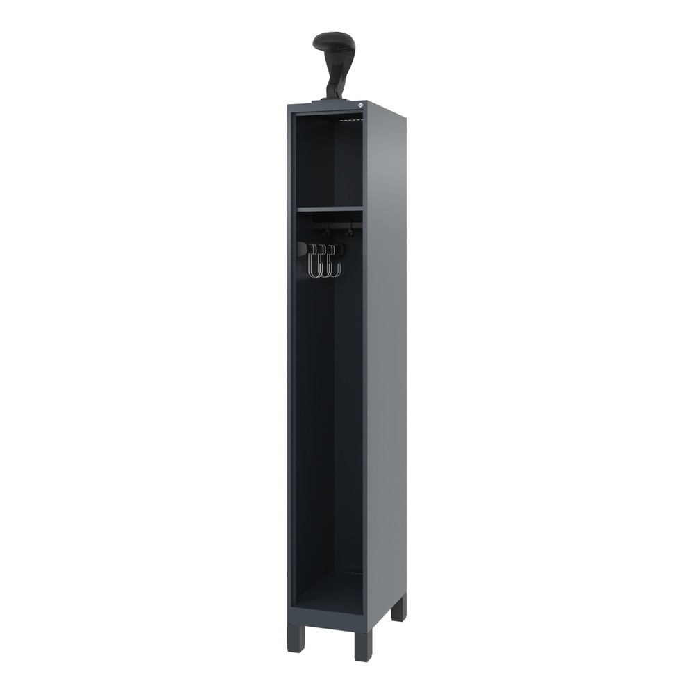 Product afbeelding: C+P brandweerkast EXPERT, voeten, 1 compartiment, hxbxd 1.850 x 300 x 500 mm, antracietgrijs, met helmhouder
