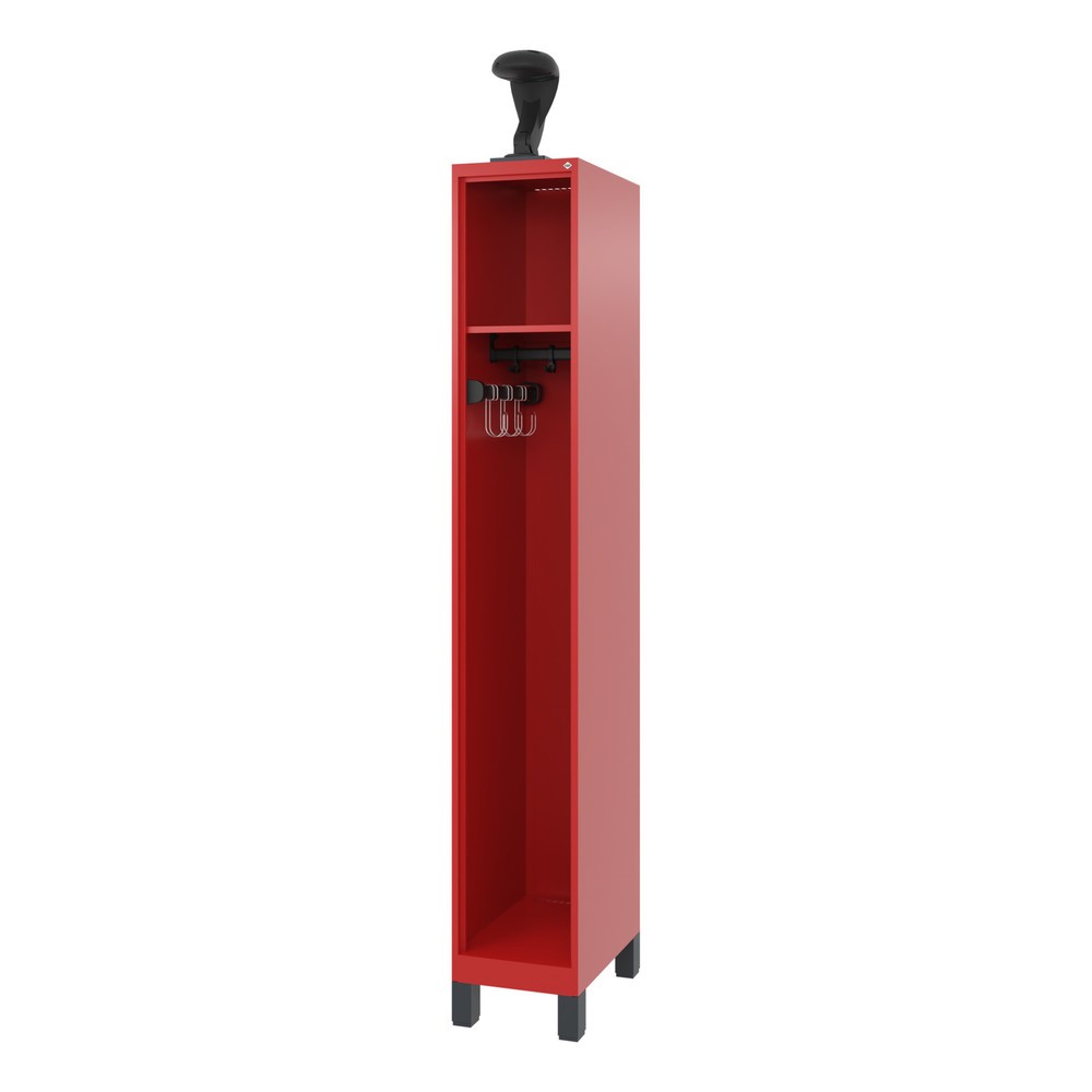 Product afbeelding: C+P brandweerkast EXPERT, voeten, 1 compartiment, hxbxd 1.850 x 300 x 500 mm, vuurrood, met helmhouder