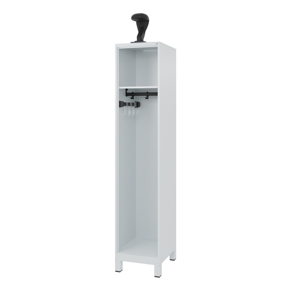 Product afbeelding: C+P brandweerkast EXPERT, voeten, 1 compartiment, hxbxd 1.850 x 400 x 500 mm, lichtgrijs, met helmhouder