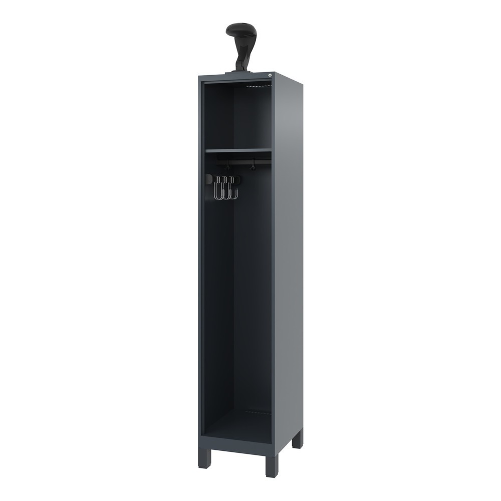 Product afbeelding: C+P brandweerkast EXPERT, voeten, 1 compartiment, hxbxd 1.850 x 400 x 500 mm, antracietgrijs, met helmhouder