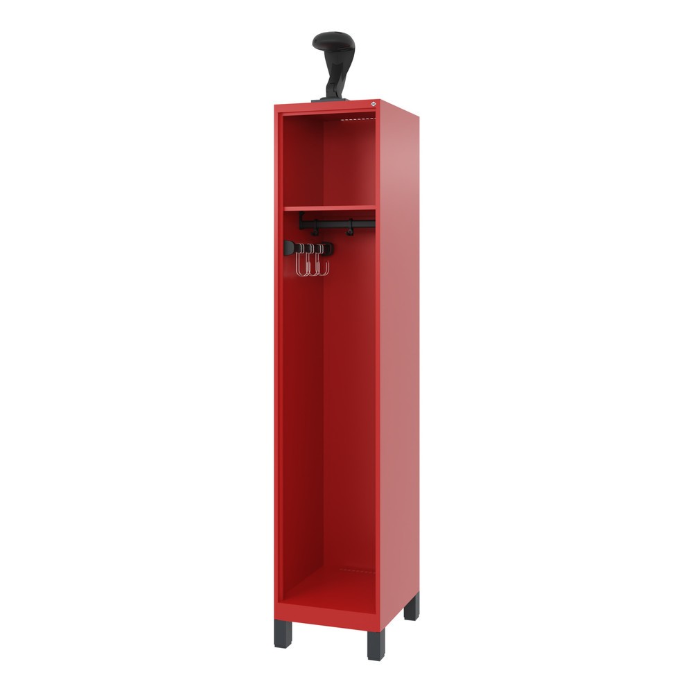 Product afbeelding: C+P brandweerkast EXPERT, voeten, 1 compartiment, hxbxd 1.850 x 400 x 500 mm, vuurrood, met helmhouder
