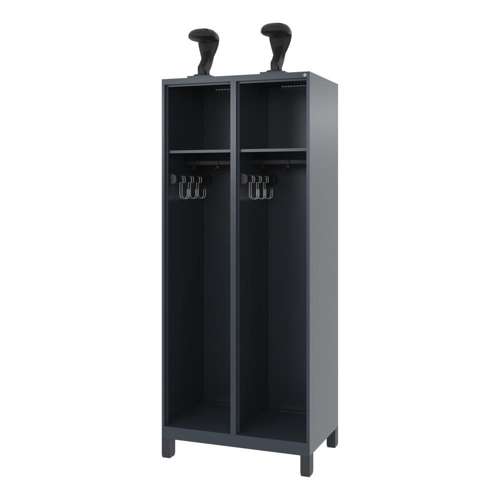 Productafbeelding nr. 1: C+P brandweerkast EXPERT, voeten, 2 compartimenten, hxbxd 1.850 x 800 x 500 mm, antracietgrijs, met helmhouder