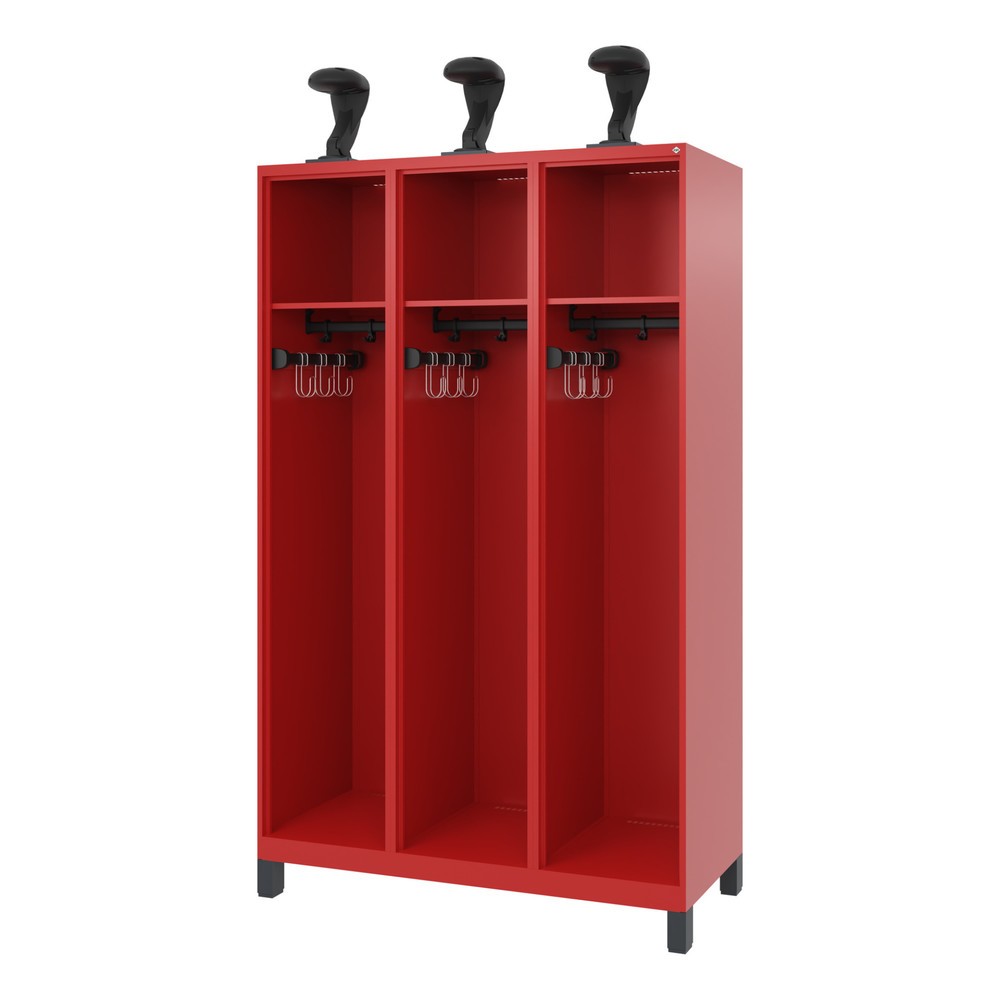 Productafbeelding nr. 1: C+P brandweerkast EXPERT, voeten, 3 compartimenten, hxbxd 1.850 x 1.200 x 500 mm, vuurrood, met helmhouder
