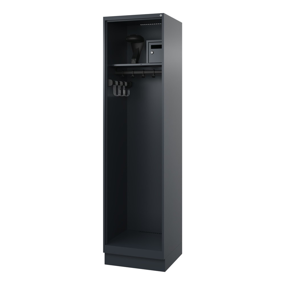 Product afbeelding: C+P brandweerkast FLEXO, sokkel, 1 compartiment, hxbxd 1.850 x 500 x 500 mm, antracietgrijs, met helmhouder