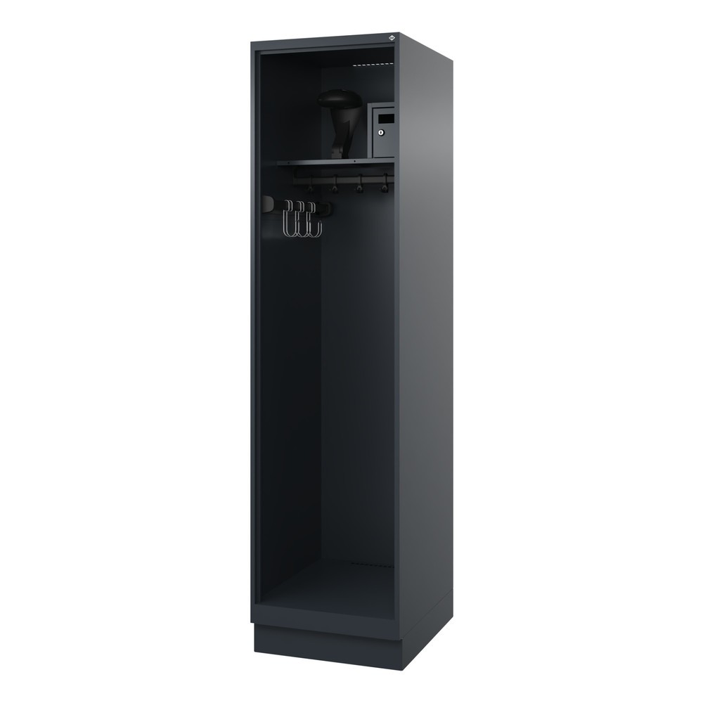 Product afbeelding: C+P brandweerkast FLEXO, sokkel, 1 compartiment, hxbxd 1.850 x 500 x 600 mm, antracietgrijs, met helmhouder