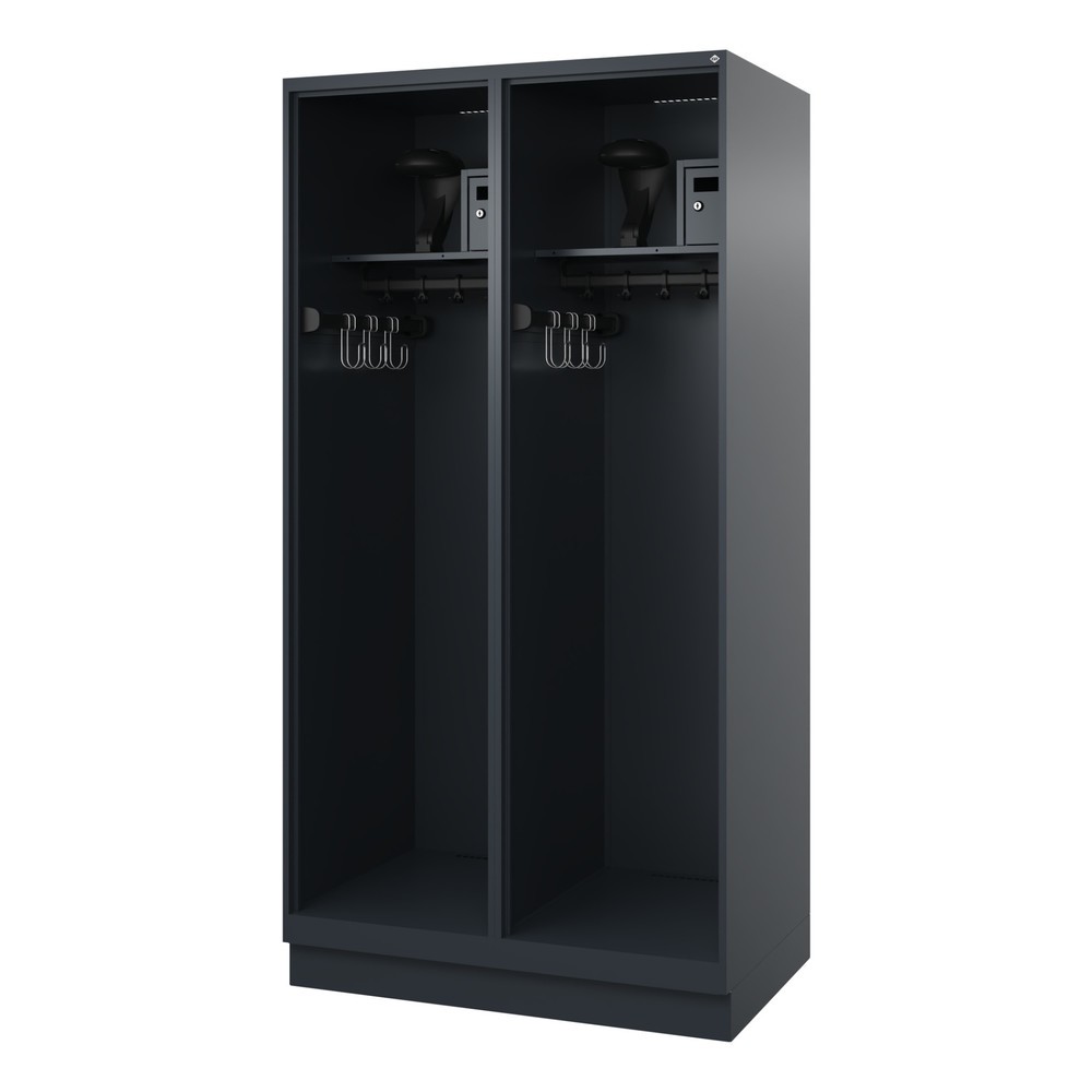 Product afbeelding: C+P brandweerkast FLEXO, sokkel, 2 compartimenten, hxbxd 1.850 x 1.000 x 600 mm, antracietgrijs, met helmhouder