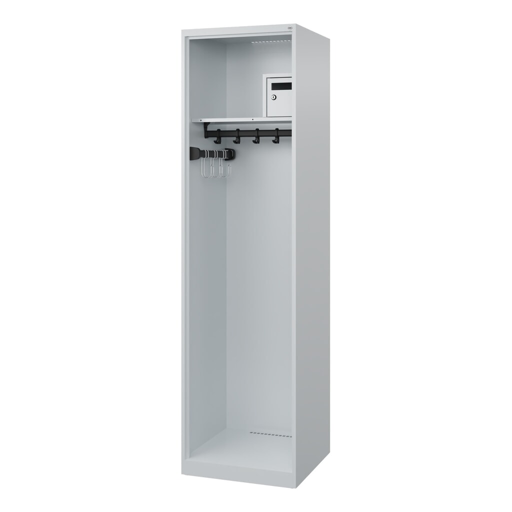 C+P brandweerkast FLEXO, vloerglijders, 1 compartiment, hxbxd 1.850 x 500 x 500 mm, lichtgrijs Product afbeelding: C+P brandweerkast FLEXO, vloerglijders, 1 compartiment, hxbxd 1.850 x 500 x 500 mm, lichtgrijs