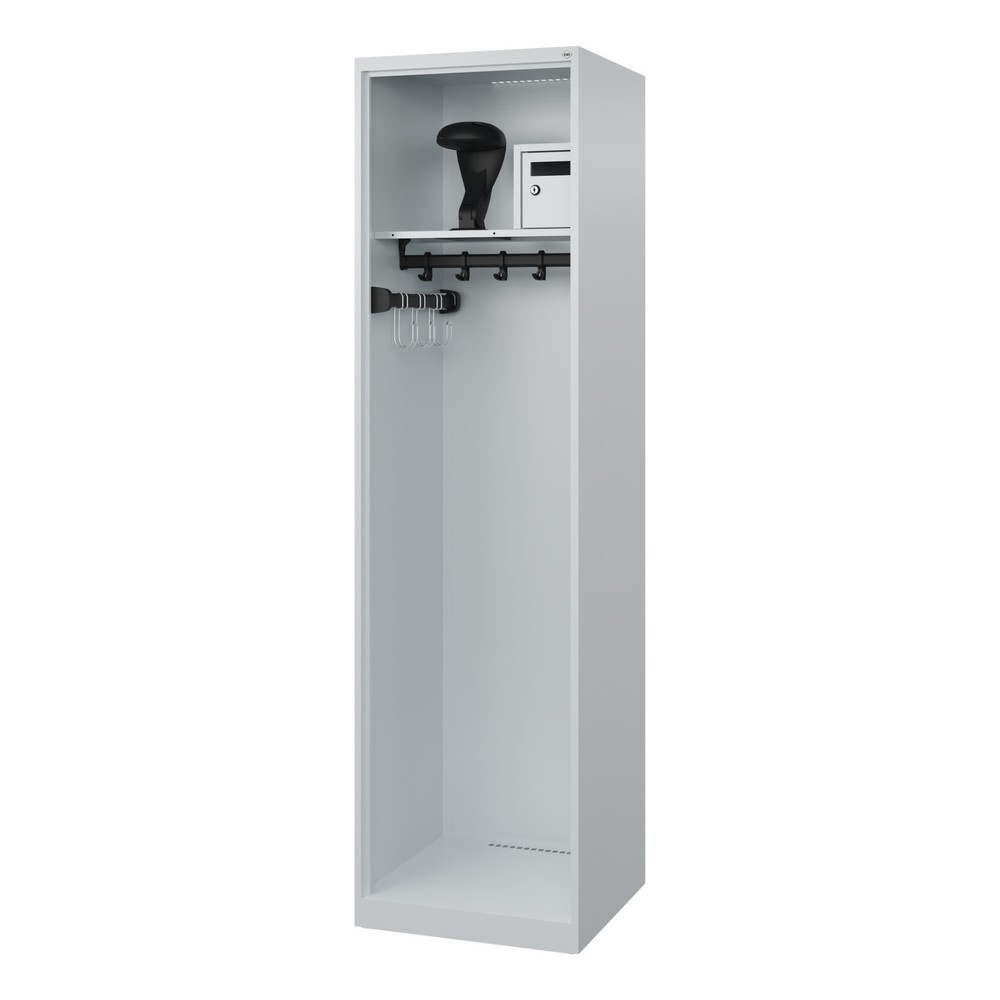 Product afbeelding: C+P brandweerkast FLEXO, vloerglijders, 1 compartiment, hxbxd 1.850 x 500 x 500 mm, lichtgrijs, met helmhouder